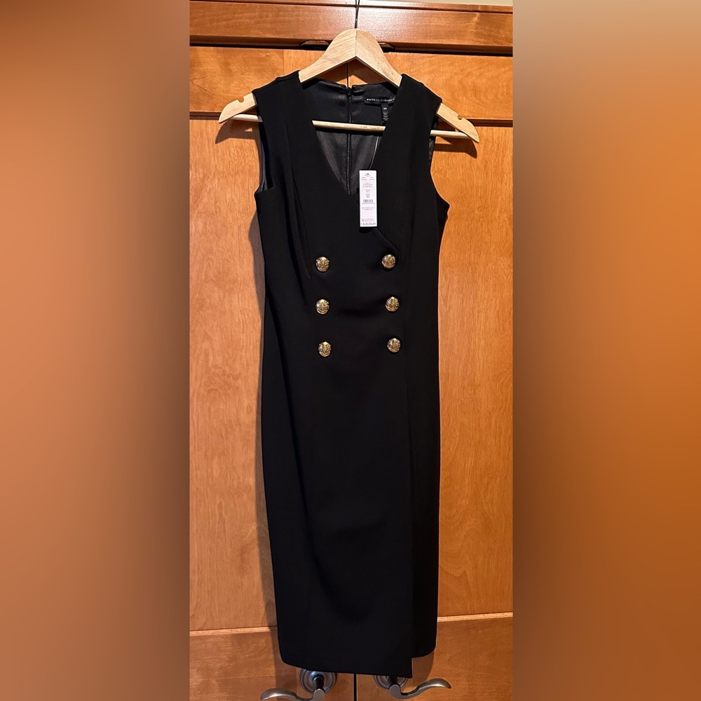 White House Black Market Black and Gold Sheath Dress